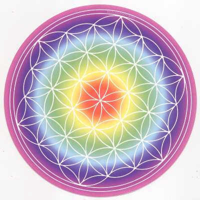 Aufkleber Blume des Lebens 3 Stück Regenbogen-Chakra